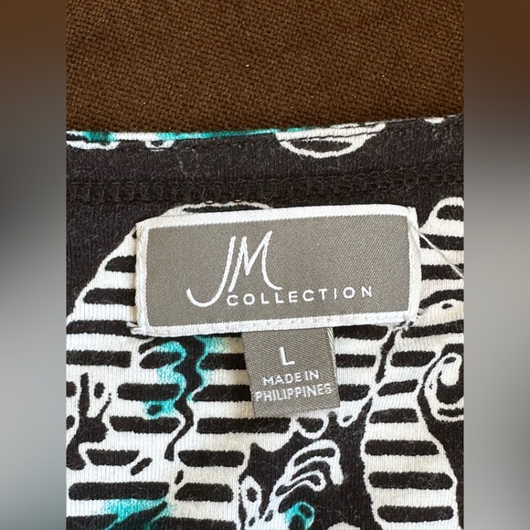 JM Collections Blue Black White Paisley Design Sleeveless Dress SZ L Midi - Picture 6 of 10